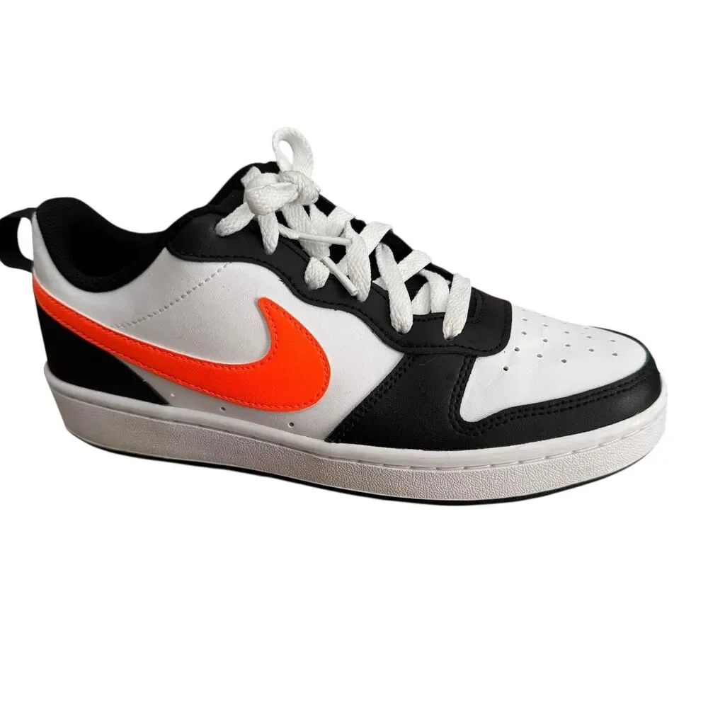 Nike Court Borough Low 2 Shoes Boys Size 6Y White Black Orange BQ5448-115